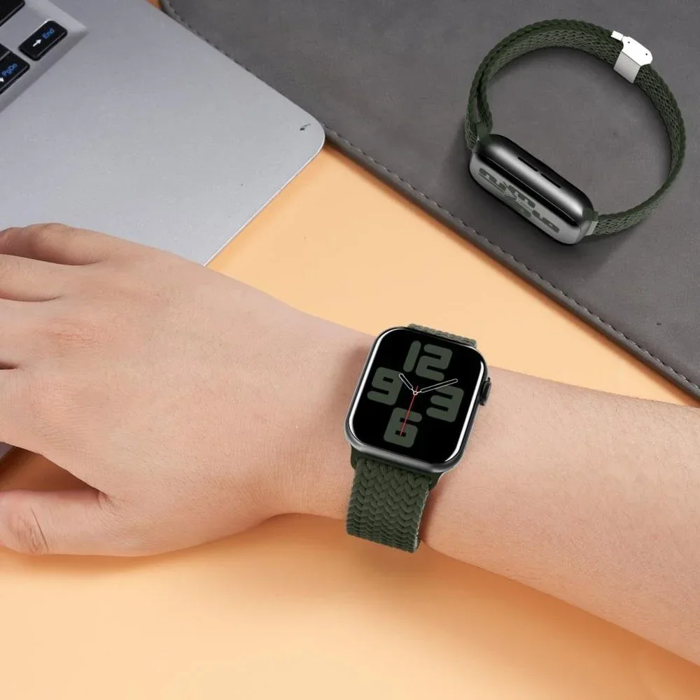 NEW Adjustable Green Braided Solo Loop For Apple Watch